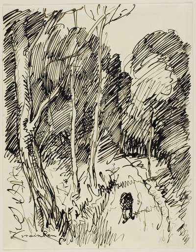 Paesaggio boscoso con vagabondo da Théophile Alexandre Pierre Steinlen