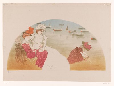 Due donne e un bambino al mare da Théophile Alexandre Steinlen (signed by artist)