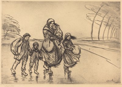 Sotto la pioggia: Madre e bambini, 1915 da Théophile Alexandre Steinlen