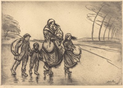 Sotto la pioggia: La madre e i bambini da Théophile Alexandre Steinlen
