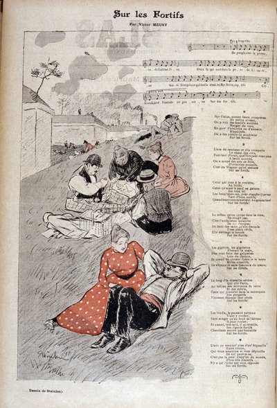 Canzone popolare "sulle fortificazioni" di Victor Meusy - disegno di Theophile Alexandre Steinlen in "Gil blas illustrato" da Théophile Alexandre Steinlen