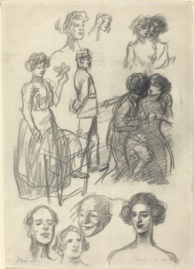 Schizzi per "Amanti su una panchina" da Théophile Alexandre Steinlen