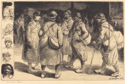 Soldati in licenza - Scena notturna Permissionnaires - Effet de Nuit, 1916 da Théophile Alexandre Steinlen