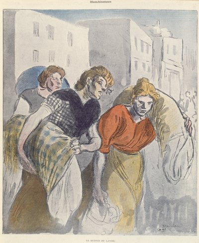 Le lavandaie che tornano dal lavatoio, fine XIX secolo da Théophile Alexandre Steinlen