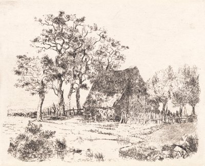 Una casa con tetto di paglia tra gli alberi da Thorald Læssøe
