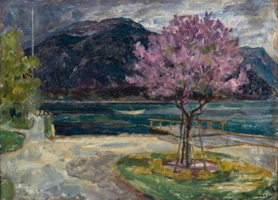 Paesaggio costiero con mandorlo in fiore da Thorolf Holmboe