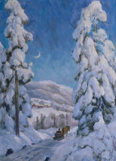Cavallo e slitta in paesaggio invernale da Thorolf Holmboe