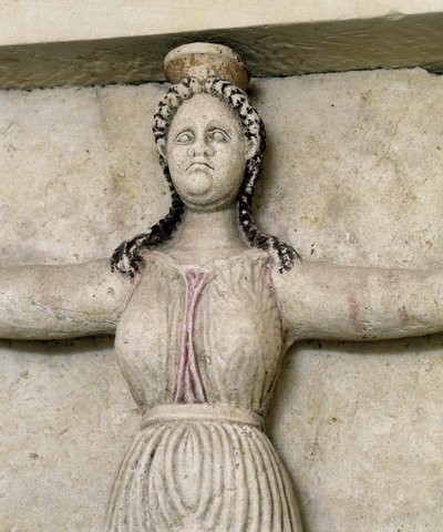 Tomba trace di Sveshtari, (dettaglio) di una statua di donna in Atlante, III secolo a.C. (scultura in pietra) da Thracian Thracian