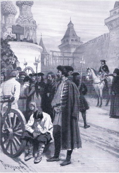 Esecuzione degli Strelitz per ordine di Pietro il Grande, illustrazione da Landmarks in European History pubblicata da Gresham Publishing Co, c.1920 (litografia) da Thure de Thulstrup