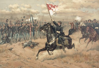 La famosa cavalcata di Sheridan nella battaglia di Cedar Creek in Virginia nel 1864 da Thure de Thulstrup