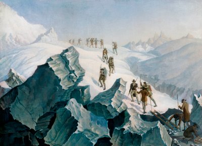Discesa di Horace Benedict de Saussure, suo figlio e guide dal Monte Bianco, agosto 1787 da Tiberius Dominikus Wocher