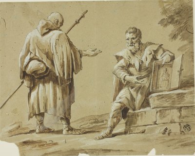 Due Pellegrini con Santuario Portatile da Tiberius Dominikus Wocher