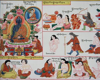 Manoscritto sulla medicina tibetana (dettaglio) da Tibetan School