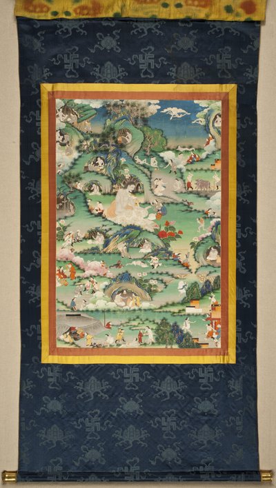 Una scena della vita di Milarepa Thangka da Tibetan culture