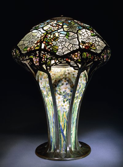 Lampada da tavolo in vetro piombato "Ragnatela" di Tiffany Studios, c.1906 da Tiffany Studios