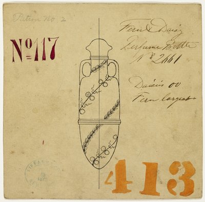 Progetto per bottiglia di profumo Fern and Daisy n. 2661 da Tiffany and Company