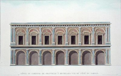Residenza del Cardinale de Granvelle (1517-86), Bruxelles, vista dal giardino, da Choix des Monuments, Edifices et Maisons les plus remarquables du Royaume des Pays-Bas di Pierre Jacques Goetghebuer, pubblicato 1827 da Tilman Francois (after) Suys