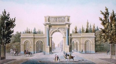 Porte de Guillaume, Bruxelles, da Choix des Monuments, Edifices et Maisons les plus remarquables du Royaume des Pays-Bas di Pierre Jacques Goetghebuer, inciso dall