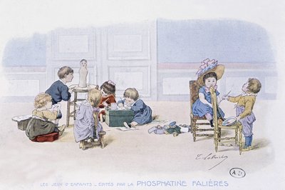 Gioco per bambini: pittura e modellazione - dis. di Lobrichon, ed. da Phosphatine Falières, circa 1920 da Timoleon Marie Lobrichon