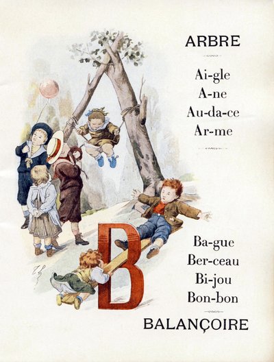 Lettere A e B che rappresentano bambini che giocano sull