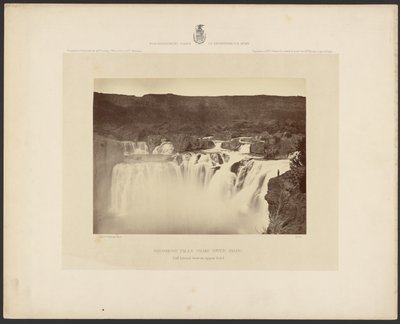 Cascate di Shoshone, fiume Snake, Idaho, vista laterale completa al livello superiore da Timothy H. OSullivan