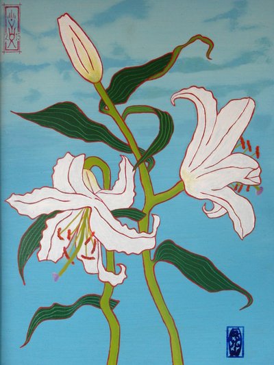 Giglio Bianco su Sfondo Blu da Timothy Nathan Joel