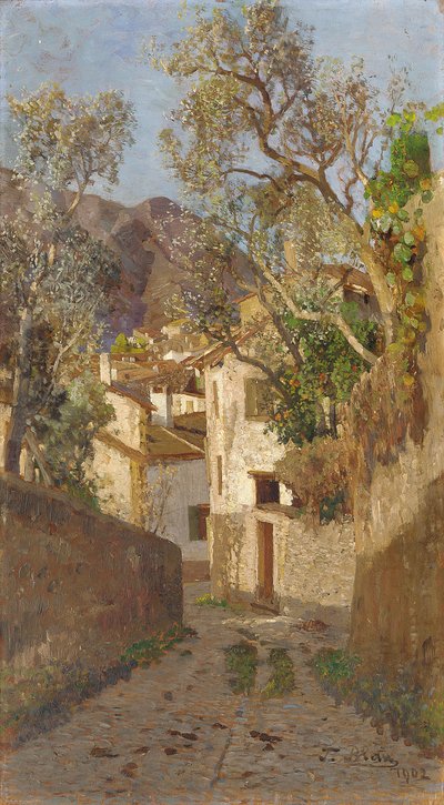 Una strada di villaggio ombreggiata, 1902 da Tina Blau Lang
