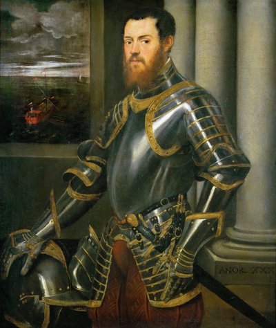 Ritratto di un uomo in armatura dorata da Tintoretto