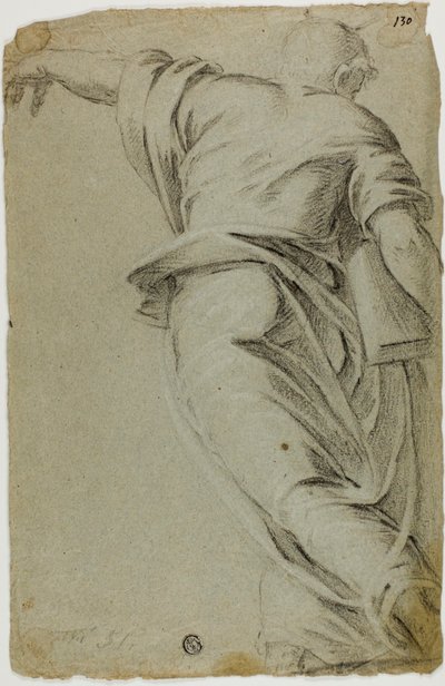 Mosè che cammina verso sinistra, indicando con la mano sinistra da Tintoretto