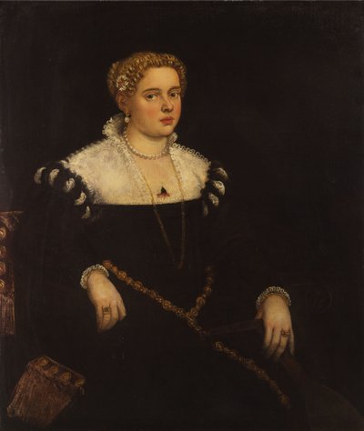 Ritratto di una signora, a tre quarti, che tiene un mandolino da Tintoretto