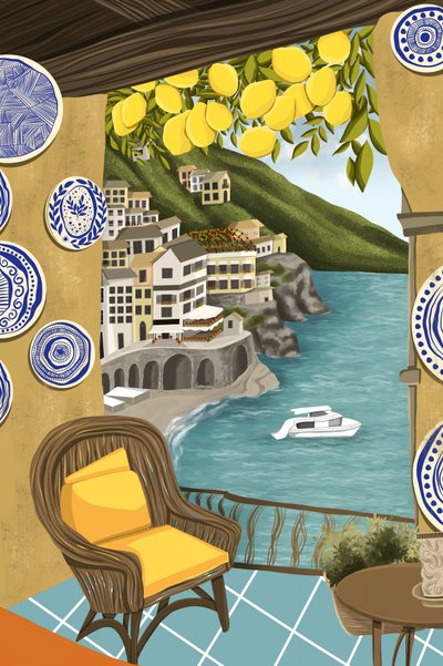 Vista sul villaggio costiero di Lemons da Tisha Joggiwala