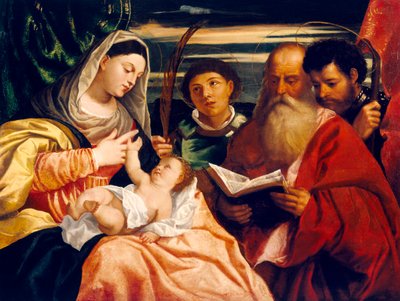 Madonna col Bambino e i santi Stefano, Girolamo e Maurizio da Titian (c.1488 1576) (after)