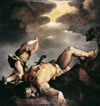 Italia, Venezia, Chiesa di Santa Maria della Salute, Davide e Golia da Titian (c.1488 1576)