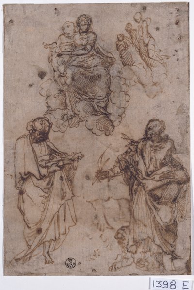 Madonna col Bambino seduta sulle nuvole con santi o apostoli da Titian (c.1488 1576)