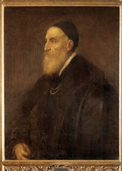 Autoritratto, dipinto poco prima dello scoppio della peste a Venezia ... (dipinto su tela) da Titian (c.1488-1576)