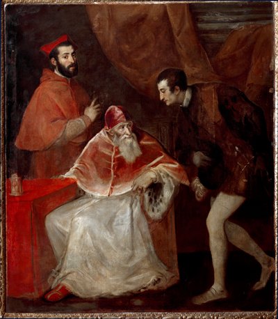 Papa Paolo III e i suoi nipoti (Alessandro e Ottavio Farnese) da Tiziano Vecelli