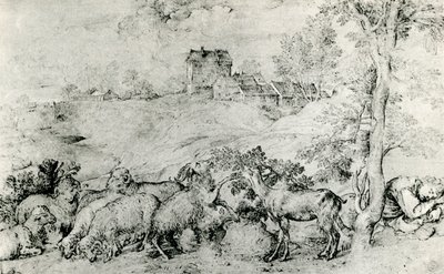 Paesaggio con gregge di pecore da Tiziano Vecelli