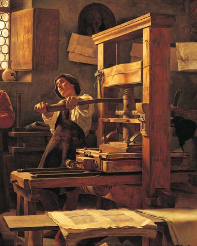 Il tipografo Bernardo Cennini nella sua bottega da Tito Lessi