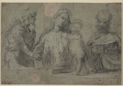 Figure a mezzo busto di una Madonna con Bambino affiancata dai Santi Giovanni Battista e Pietro da Tizian