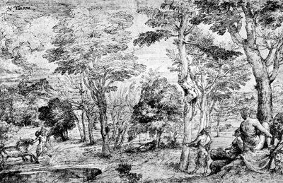 Paesaggio con Satiro, c1530-1540 da Tiziano Vecelli