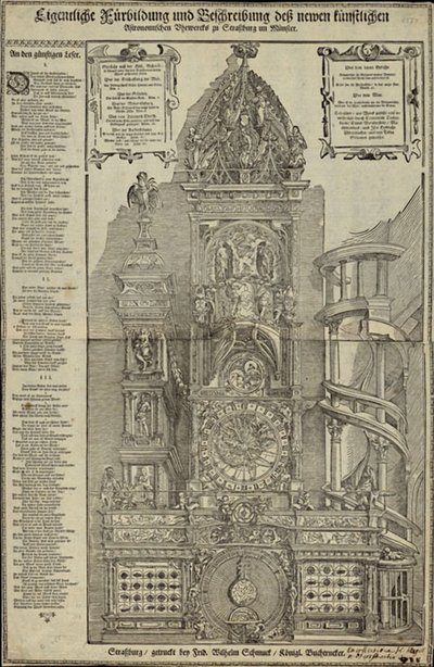 Formazione reale e descrizione del nuovo orologio astronomico artificiale a Strasburgo da Tobias Stimmer