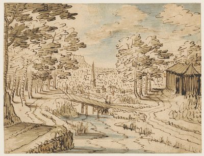 Paesaggio con ponte da Tobias Verhaecht (circle of)
