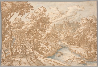 Paesaggio con Due Uomini che Camminano da Tobias Verhaecht