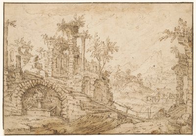 Paesaggio con rovine antiche da Tobias Verhaecht