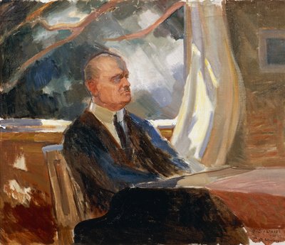 Ritratto del compositore e violinista finlandese Jean Sibelius da Toivo Santeri Salokivi