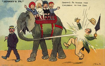 Bambini e il loro padre allo zoo da Tom Browne