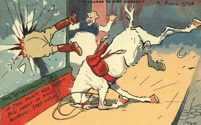 Uomo lanciato da un cavallo attraverso una finestra da Tom Browne