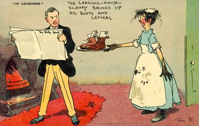 La domestica della casa porta i suoi stivali e lettere da Tom Browne