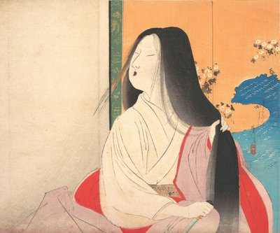 Lady Kesa dal frontespizio di un romanzo, ca. 1906 da Tomioka Eisen