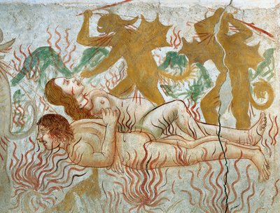 Il Giudizio Universale, Inferno, coppia dannata nelle fiamme da Tommaso (active 1479 1509) (workshop) Cagnola